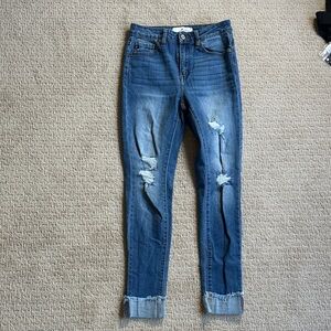 KanCan Blue Distressed Denim Jeans Size 26 Womens
